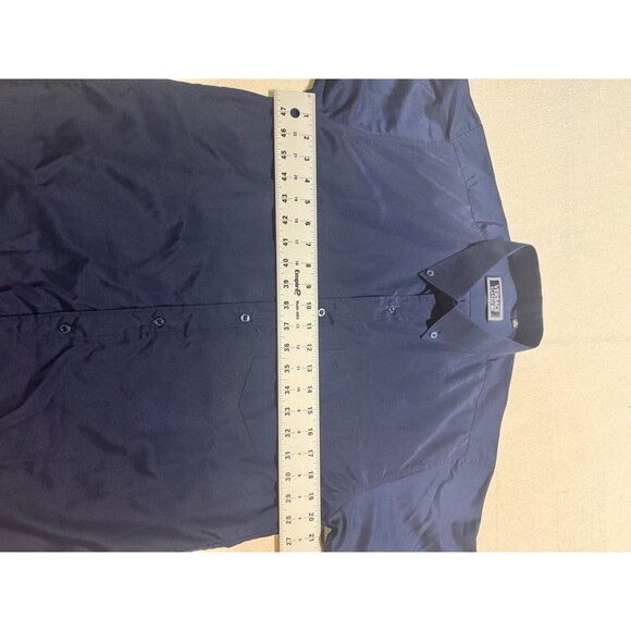 Vintage Versace Classic V2 Button Up Shirt Navy Blue Size 16.5 33/34 Casual Work - Picture 6 of 8